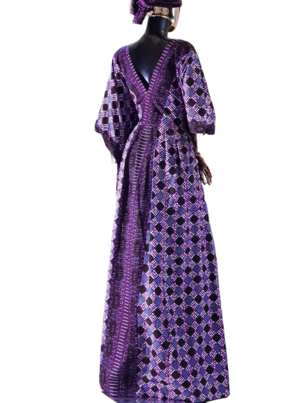 Purple and black maxi dress