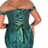 Emerald green form-fitted dress with frills detailing - Image 4