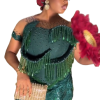 Emerald green form-fitted dress with frills detailing - Image 6