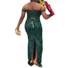 Emerald green form-fitted dress with frills detailing - Image 5