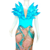 Turquoise fitted full length dress with leaf designed neckline - Image 2